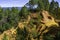 Roussillon, red rocks of colorful ochre canyon in Provence