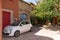 Roussillon , vaucluse / France - 03 03 2020 : fiat 500 retro vintage car parked in little square village Roussillon provence