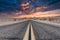 Route 66 in the desert with scenic sky. Classic vintage image with nobody in the frame