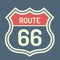 Route 66 label. Vector illustration decorative design