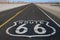 Route 66 pavement sign on the Historic Route 66 road