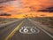 Route 66 Pavement Sign Sunrise Mojave Desert