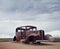 Route 66 vintage car relic  near the north entrance of Petrified Forest National Park in Arizona, USA