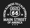 Route 66 vintage retro print for t-shirt. Typography graphics with road sign from Illinois to California. Apparel design