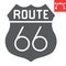 Route sixty six glyph icon, america and state, route sign vector graphics, editable stroke solid icon, eps 10.