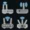 Router icons set vector neon