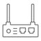 Router thin line icon, internet and connection, wifi sign, vector graphics, a linear pattern on a white background.