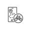 Routes bicycle tour line icon