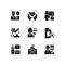 Routine services black glyph icons set on white space