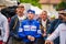 Rovereto, Italy May 22, 2018: Elia Viviani waiting to get on the podium