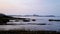 Rovigno seascape with waves in foreground on a gloomy morning