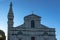 Rovinj,Croatia-August 16,2020. West front facade of the Church of St. Euphemia. Baroque church located in the heart of