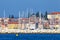 Rovinj.Croatia. Yachts and view of the city.