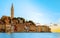 Rovinj village during sunset Adriatic sea Croatia, sunset at Rovinj town Croatia