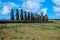 Row of 15 Moais in Ahu Tongariki, Easter Island, Chile