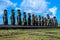 Row of 15 Moais in Ahu Tongariki, Easter Island, Chile