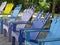 Row of Adirondack chairs