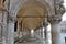 A row of arches underneath the Doge`s Palace, San Marco