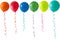 Row of balloons on a white background