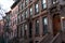 Row of Beautiful Old Brownstone Homes in Prospect Heights of Brooklyn New York with a Christmas Wreath