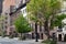 Row of Beautiful Old and Fancy Townhouses along an Empty Street on the Upper East Side of New York City