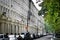 Row of beautiful white edwardian houses in Kensington, London