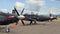 Row of Beechcraft T-6 II Texan trainer planes flown by the New Zealand `Black Falcons`