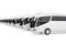 Row of Big White Coach Tour Buses. 3d Rendering