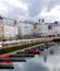 Row of boats at La Coruna cruise ships dock in Porto Da Coruna