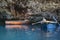 Row boats used to conduct tours inside the Melissani Lake Cave Kefalonia