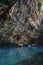 Row boats used to conduct tours inside the Melissani Lake Cave Kefalonia