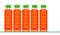 Row of bottles with orange beverage