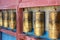 Row of buddhist prayer wheels in Gandan Monastery