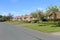 Row of bungalows in village