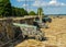 Row of cannons at the historic Fort Ticonderoga in Upstate New York