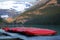 Row of canoes, Banff National Park