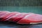 Row of canoes, Banff National Park