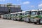 A row of cement trucks at a concrete supplier