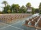 Row of chair seats in open air theater