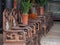 Row of chairs at a temple in Shawan Ancient Town, near Guangzhou, China