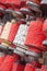 Row of Chinese traditional lanterns on Panjiayuan Market, China.