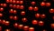 Row of christian prayer red round votive candles burn in the dark. Prayer lighting Sacrificial Candles. Burning memorial