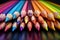 Row of colored pencils vibrant spectrum
