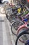 Row of colorful bicycles