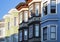 Row of colorful buildings with bay windows architecture in San F