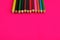A row of colorful coloring pencils