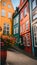 A row of colorful houses in Copenhagen, Denmark illustration Artificial Intelligence artwork generated