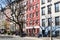 Row of colorful old buildings on 10th Street in the East Village of New York City