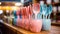 A row of colorful spoons and forks in a cup on the counter, AI