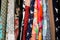 Row of Colorful Women`s Dress Fabric